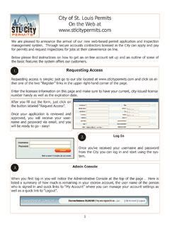 City of St. Louis Permits On the Web at www.stlcitypermits.